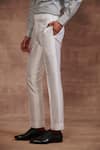 Shop_Raghavendra Rathore Jodhpur_White Silk Plain Tapered Trouser _at_Aza_Fashions