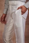 Raghavendra Rathore Jodhpur_White Silk Plain Tapered Trouser _Online_at_Aza_Fashions