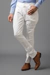 Shop_Raghavendra Rathore Jodhpur_White Cotton Plain Porcelain Jodhpur Breeches _at_Aza_Fashions