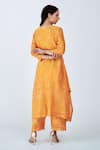 Shop_House Of Pink_Orange Chanderi Thread Work V Neck Printed Kurta Set _at_Aza_Fashions