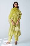 Buy_House Of Pink_Green Chanderi Thread Work Round Printed Kurta Set _at_Aza_Fashions