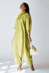 Shop_House Of Pink_Green Chanderi Thread Work Round Printed Kurta Set _Online_at_Aza_Fashions