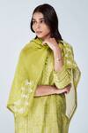 House Of Pink_Green Chanderi Thread Work Round Printed Kurta Set _at_Aza_Fashions