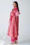 Shop_House Of Pink_Pink Chanderi Thread Work Round Notched Printed Kurta Set _at_Aza_Fashions