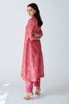 Buy_House Of Pink_Pink Chanderi Thread Work Round Notched Printed Kurta Set _Online_at_Aza_Fashions