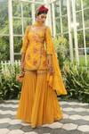 Buy_Adi By Aditya Khandelwl_Yellow Silk Embroidered Kurta Sharara Set_at_Aza_Fashions