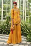 Adi By Aditya Khandelwl_Yellow Silk Embroidered Kurta Sharara Set_Online_at_Aza_Fashions