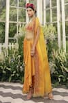 Buy_Adi By Aditya Khandelwl_Yellow Silk Embroidery Floral Cape Open And Draped Skirt Set _at_Aza_Fashions