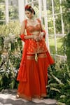 Buy_Adi By Aditya Khandelwl_Orange Silk Embroidery Floral Jacket Open And Sharara Set _Online_at_Aza_Fashions