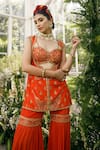 Adi By Aditya Khandelwl_Orange Silk Embroidery Floral Jacket Open And Sharara Set _at_Aza_Fashions