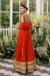 Shop_Adi By Aditya Khandelwl_Orange Silk Embroidery Floral Notched Anarkali With Dupatta _at_Aza_Fashions