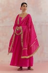 Buy_TIC_Fuchsia Silk Embellishment Gota Work U Neck Afreen Anarkali Set _at_Aza_Fashions