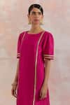 Shop_TIC_Fuchsia Raw Silk Rukbat Embellished Kurta Set _Online_at_Aza_Fashions