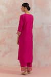 Shop_TIC_Fuchsia Raw Silk Embellishment Gota Work Square V Neck Rooh Kurta Set _at_Aza_Fashions