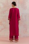 Shop_The Indian Cause_Red Raw Silk Gota Work Square V Neck Rooh Kurta And Palazzo Set_at_Aza_Fashions