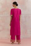 Shop_TIC_Fuchsia Raw Silk Embellishment Gota Work Round Rukbat Kurta And Palazzo Set _at_Aza_Fashions