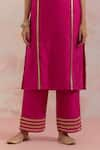 TIC_Fuchsia Raw Silk Embellishment Gota Work Round Rukbat Kurta And Palazzo Set _at_Aza_Fashions