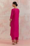 Shop_TIC_Fuchsia Raw Silk Embellishment Gota Work Square V Neck Rooh Kurta And Palazzo Set _at_Aza_Fashions