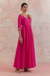 TIC_Fuchsia Silk Plain U Neck Afreen Anarkali _Online_at_Aza_Fashions