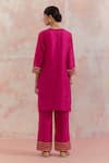 Shop_TIC_Fuchsia Raw Silk Embellishment Gota Work V Neck Kali Kurta _at_Aza_Fashions