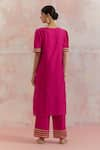 Shop_TIC_Fuchsia Raw Silk Embellishment Gota Work Round Rukbat Kurta _at_Aza_Fashions