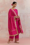 Shop_TIC_Fuchsia Raw Silk Embellishment Gota Work Round Rukbat Kurta _Online_at_Aza_Fashions