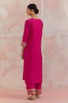 Shop_TIC_Fuchsia Raw Silk Embellishment Gota Work Square V Neck Rooh Kurta _at_Aza_Fashions