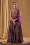 Buy_Drishti & Zahabia_Purple Dupion Silk And Net & Embroidery Floral Band Lehenga Set _at_Aza_Fashions