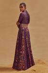 Shop_Drishti & Zahabia_Purple Dupion Silk Anchor Threads, Dori Work, Floral Print, Mirrors, Anarkali_at_Aza_Fashions