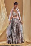 Drishti & Zahabia_Blue Dupion Silk And Net Anchor Threads, Dori Work, Floral Print, Lehenga Set_Online_at_Aza_Fashions