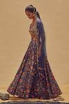 Drishti & Zahabia_Blue Dupion Silk And Net & Embroidery Floral Square Neck Lehenga Set _Online_at_Aza_Fashions