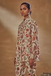 Buy_Drishti & Zahabia_Ivory Dupion Silk And Embroidery Floral Spread Collar Shirt & Pant Set _Online_at_Aza_Fashions