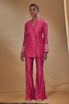 Buy_Drishti & Zahabia_Fuchsia Dupion Silk Print And Embroidery Floral Jacket Style Tunic & Pant Set _at_Aza_Fashions