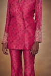 Buy_Drishti & Zahabia_Fuchsia Dupion Silk Print And Embroidery Floral Jacket Style Tunic & Pant Set _Online_at_Aza_Fashions