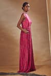 Shop_Drishti & Zahabia_Fuchsia Dupion Silk And Embroidery Floral High Jumpsuit _at_Aza_Fashions