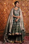 Buy_Maayera Jaipur_Green Dupatta-organza, Swiss Cotton Floral, Printed Anarkali Sharara Set _at_Aza_Fashions