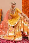 Buy_Maayera Jaipur_Yellow Swiss Cotton Printed Floral V Neck Peplum Kurta Sharara Set  _Online_at_Aza_Fashions