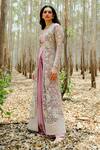 Shop_Mishru_Pink Jacket: Tulle Hand Embroidered Aine Pre-draped Saree And Sheer Set For Women_at_Aza_Fashions