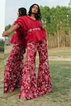 Shop_Mishru_Pink Top Organza Hand Embroidered Silk Renne And Floral Pant Set  _at_Aza_Fashions