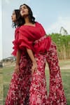 Buy_Mishru_Pink Top Organza Hand Embroidered Silk Renne And Floral Pant Set  _Online_at_Aza_Fashions