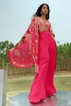 Mishru_Fuchsia Cape And Pant  Organza Hand Embroidered Ilana & Flared Set  _Online_at_Aza_Fashions