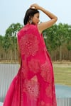 Buy_Mishru_Fuchsia Jacket Organza Embroidered Delilah With Flared Pant Set  _Online_at_Aza_Fashions