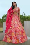 Shop_Mishru_Fuchsia Lehenga And Dupatta Organza Hand Embroidered Iris Bridal Set  _at_Aza_Fashions