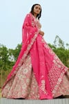 Mishru_Fuchsia Lehenga And Dupatta Organza Hand Inessa Bridal Set  _Online_at_Aza_Fashions