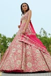 Buy_Mishru_Fuchsia Lehenga And Dupatta Organza Hand Inessa Bridal Set  _Online_at_Aza_Fashions