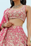 Shop_Mishru_Fuchsia Lehenga And Dupatta Organza Hand Inessa Bridal Set  _Online_at_Aza_Fashions