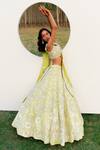 Shop_Mishru_Green Lyana Floral Embroidered Lehenga Set_at_Aza_Fashions