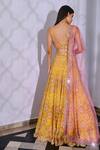 Shop_Aneesh Agarwaal_Yellow Organza, Net, Dupatta Tulle Floral Leaf Embroidered Bridal Lehenga Set _at_Aza_Fashions