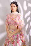 Buy_Aneesh Agarwaal_Ivory Dupion Silk Embroidered Floral Scoop Neck Bridal Lehenga Set _Online_at_Aza_Fashions