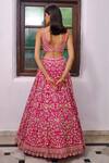 Shop_Aneesh Agarwaal_Pink Organza Floral Scoop Neck Embroidered Bridal Lehenga Set _at_Aza_Fashions